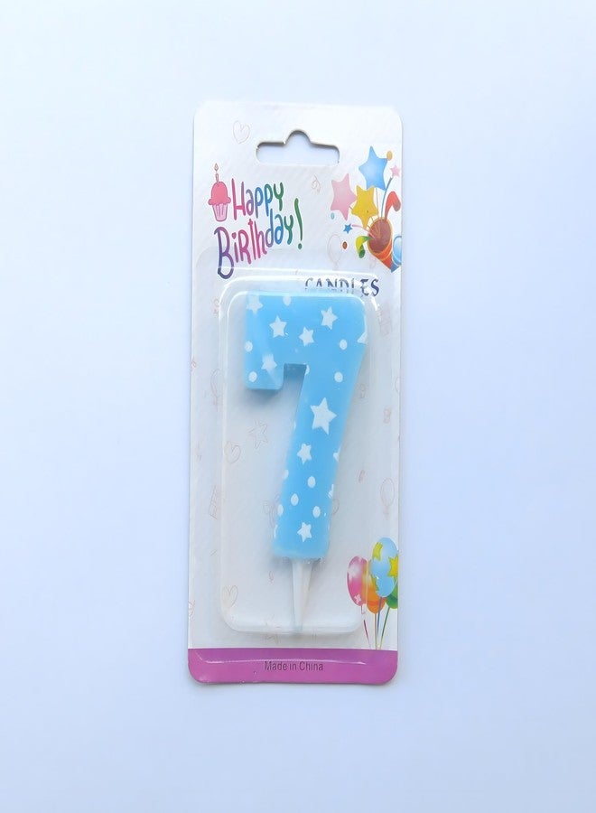 PepUp Wax Happy Birthday "7" Number Party Decorations Pack Supplies Star Candle (Blue) - Image 3
